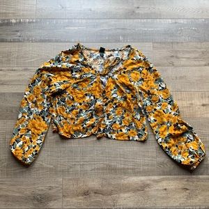 Cropped long sleeve blouse